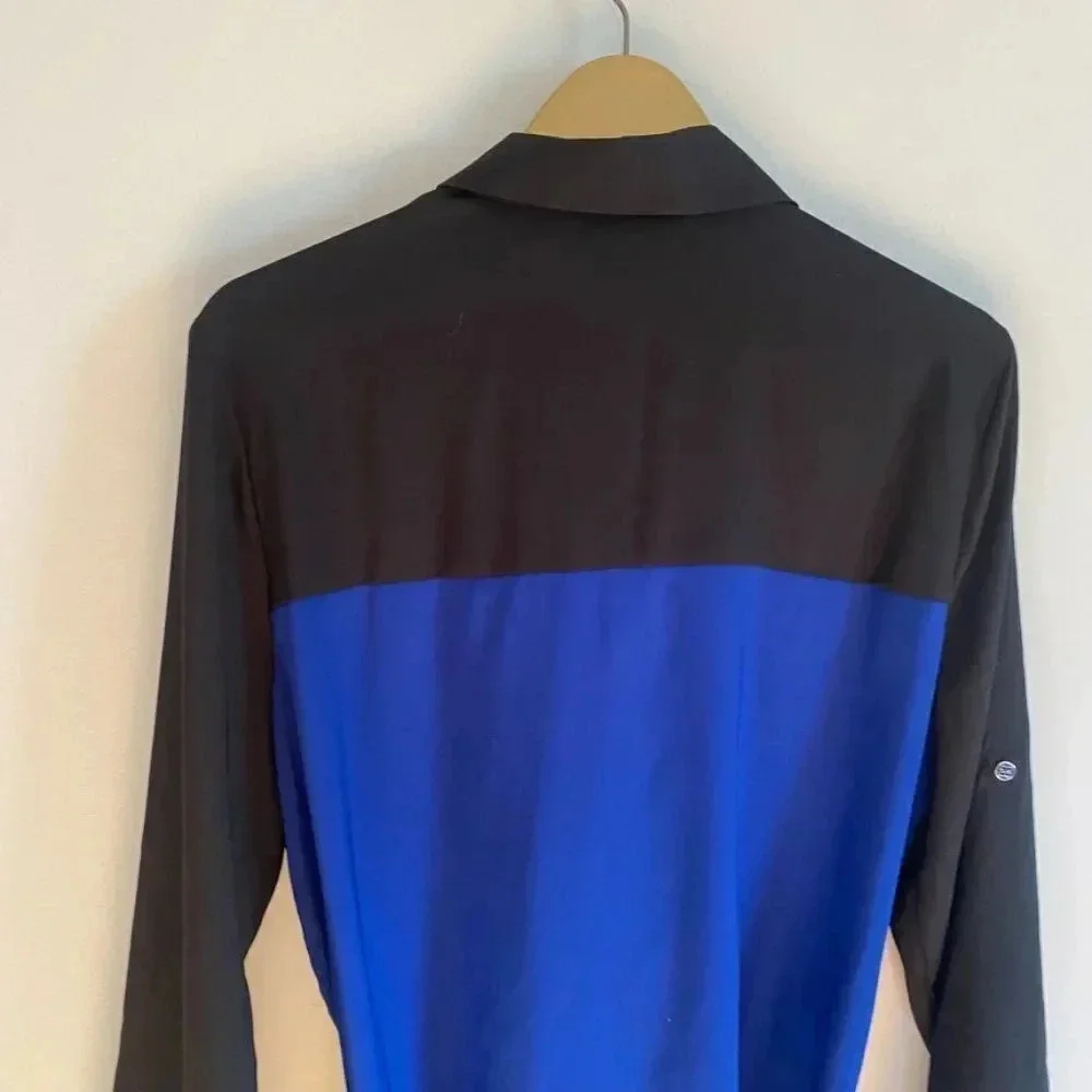 Black and Blue Button Down Shirt Dress - Picture 12 of 13